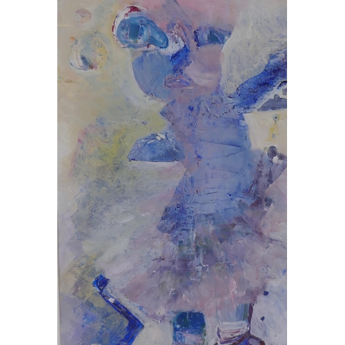 921 - Bobbie Bale, abstract figural composition, signed, acrylic on paper, 34 x 57cm