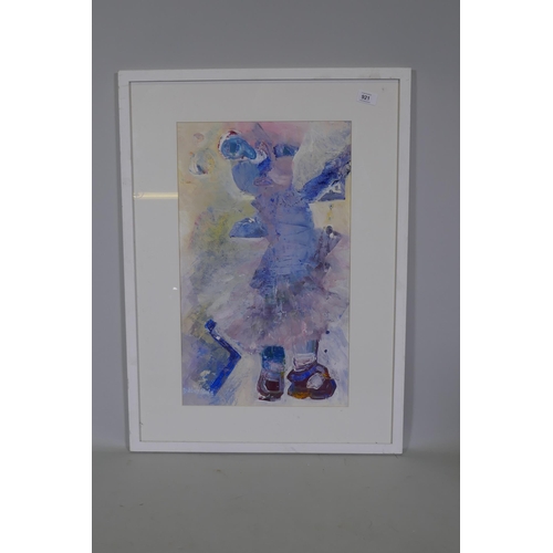 921 - Bobbie Bale, abstract figural composition, signed, acrylic on paper, 34 x 57cm