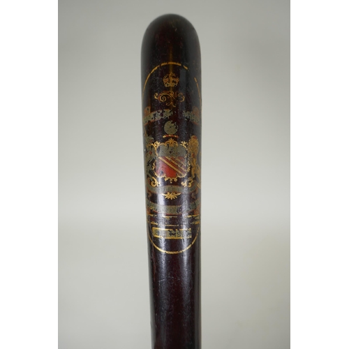 97 - An antique Manchester Special Constabulary turned wood police baton, dated 1916-1919, and another an... 