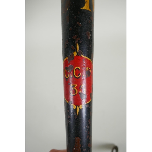 97 - An antique Manchester Special Constabulary turned wood police baton, dated 1916-1919, and another an... 