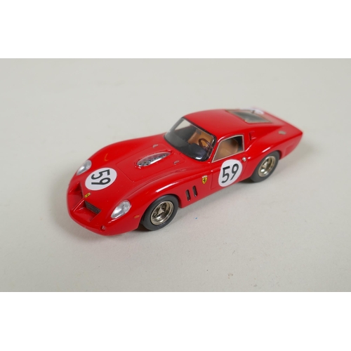 Four BBR 1:43 scale kit built Ferrari models, including a Ferrari 250 Drogo 1963, a Ferrari 410 1964
