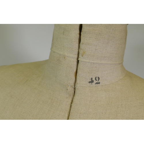 1008 - A vintage French adjustable tailor's dummy, 146cm high