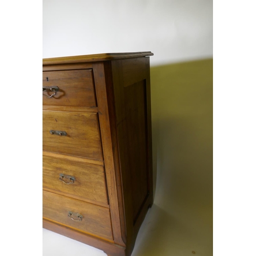 1067 - A Victorian walnut chest of two over three drawers with moulded fronts, 102 x 49 x 99cm, raised on a... 