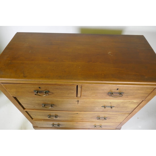 1067 - A Victorian walnut chest of two over three drawers with moulded fronts, 102 x 49 x 99cm, raised on a... 