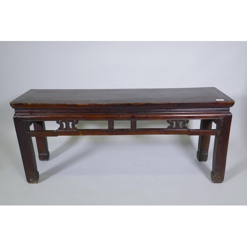 1073 - A Chinese hardwood bench, 115 x 32cm, 50cm high