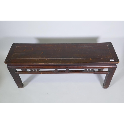 1073 - A Chinese hardwood bench, 115 x 32cm, 50cm high