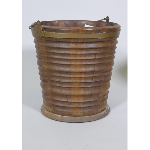 1081 - A C19th Dutch fruitwood peat bucket, 30cm high