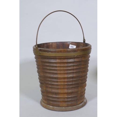 1081 - A C19th Dutch fruitwood peat bucket, 30cm high