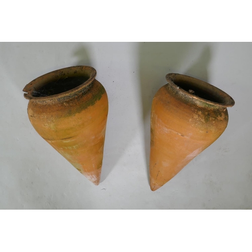 1098 - A pair of terracotta amphora, 48cm high, 27cm diameter