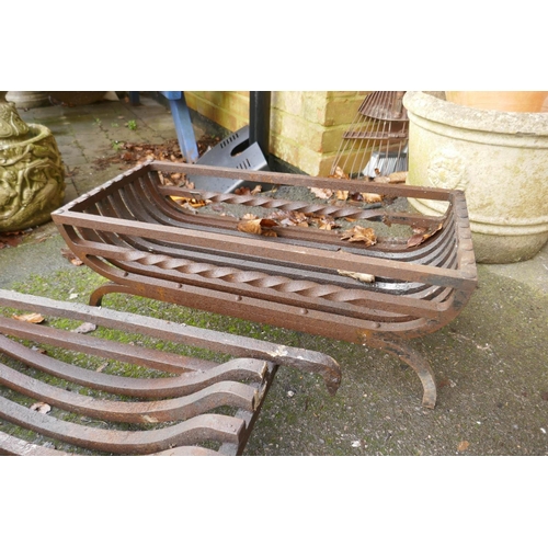 1104 - A wrought iron fire basket and another, 77 x 40cm