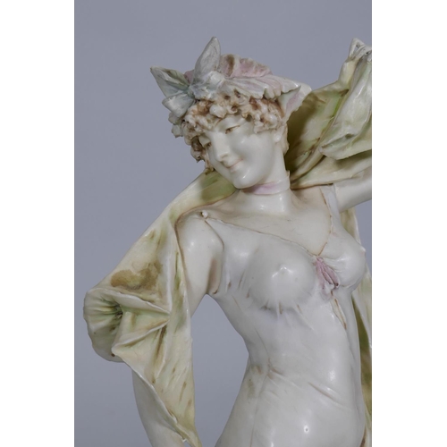 111 - A Riessner, Stellmacher & Kessel, Turn Teplitz, Bohemian Art Nouveau porcelain figure of a drape... 