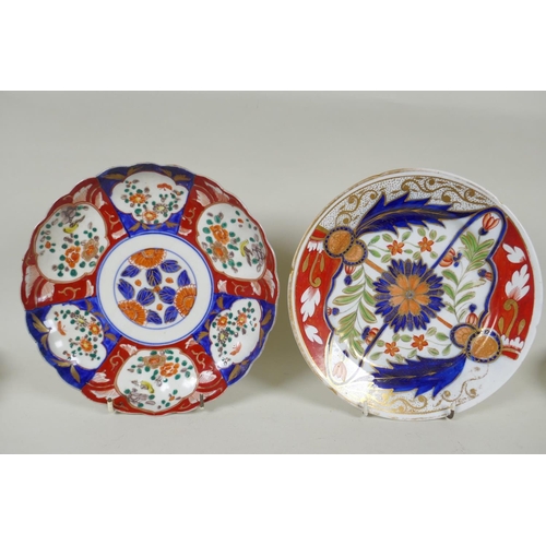 136 - Ten C19th Japanese Imari porcelain plates with scalloped rims and floral decoration, largest 22cm di... 