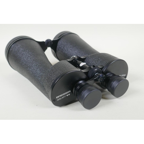 142 - A pair of German Bresser 30 x 80 binoculars, 35m-100m, and an adjustable shooting stick, binoculars ... 