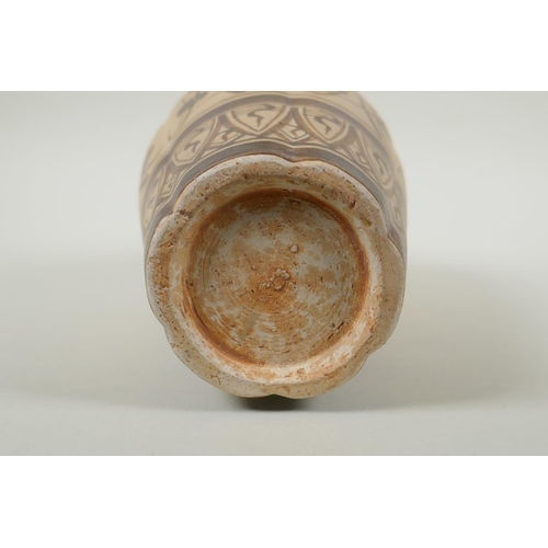 158 - A Chinese Cizhou kiln pottery vase of ribbed form with painted bamboo style decoration, 32cm high, A... 