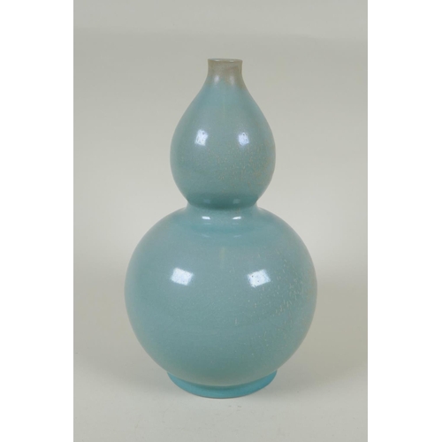 168 - A Chinese Ru ware style double gourd porcelain vase, 25cm high