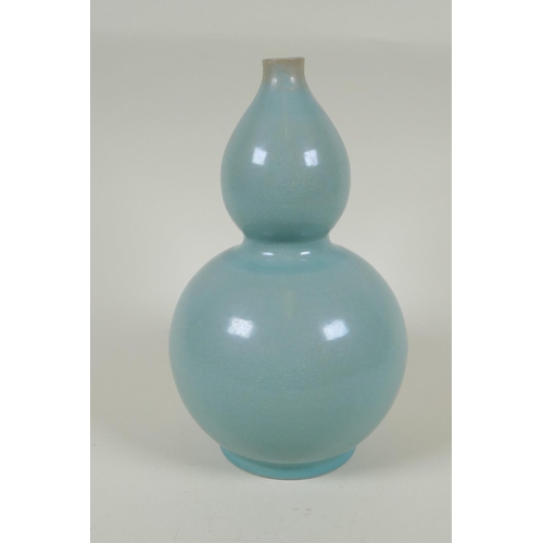 168 - A Chinese Ru ware style double gourd porcelain vase, 25cm high