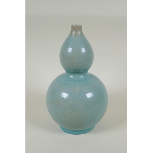 168 - A Chinese Ru ware style double gourd porcelain vase, 25cm high