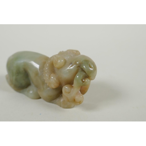 171 - A Chinese nephrite jade carving of a ram, 9cm long