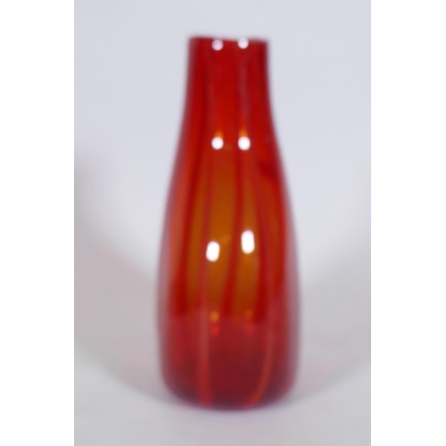 199 - A studio glass vase with striped decoration, 35cm high