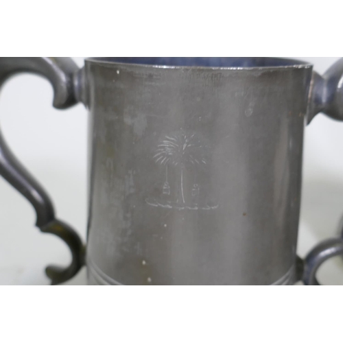 202 - A Victorian pewter rowing trophy, Scratch Eight, 1st Division, November 29, 1862; Selwyn College, 19... 