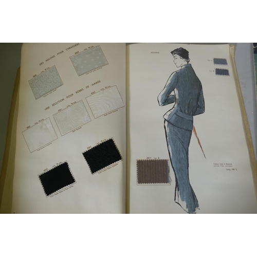 21 - Crepatte Strauss et Fils, Paris, 1956, a textile sample book, 21 pages with illustrations and swatch... 