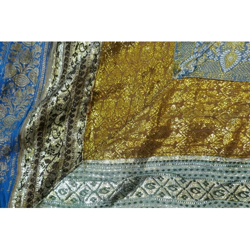 211 - A vintage Indian wall hanging/cover with silver and gilt thread, embroidery 187 x 187cm