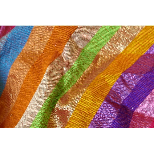 212 - Two brightly coloured throws with lustre threads, 165 x 265cm