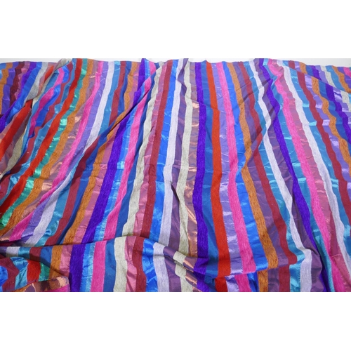 212 - Two brightly coloured throws with lustre threads, 165 x 265cm