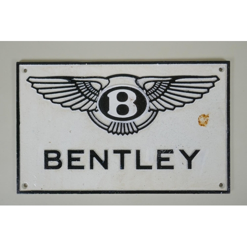 232 - A 'Bentley' painted cast iron wall plaque, 30 x 19cm