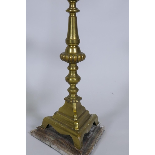 236 - A pair of Continental style brass table lamps, 73cm high