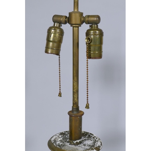 236 - A pair of Continental style brass table lamps, 73cm high