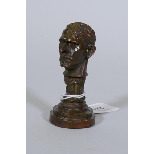 242 - A Third Reich style bronze seal with a bust of Adolf Hitler, 7.5cm high