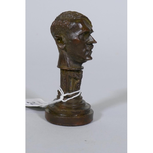 242 - A Third Reich style bronze seal with a bust of Adolf Hitler, 7.5cm high