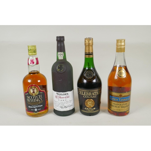 263 - A bottle of Taylor's 10 Year Old Tawney Port, a bottle of Personal Choice blended Scotch whisky, a b... 