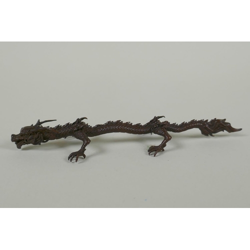 285 - A Japanese style bronze okimono dragon, 16cm high