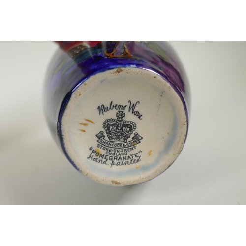 286 - A Rubens ware hand painted pomegranate vase, an Italian vintage ceramic vase decorated with putti, a... 