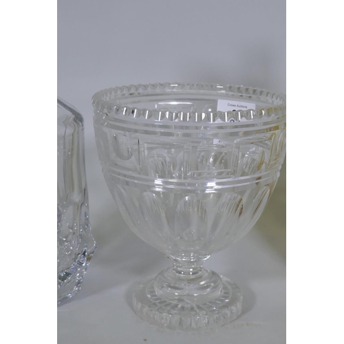 35 - A Bohemian crystal glass decanter, a Schweppes soda syphon, and an antique cut glass bowl, 19cm high