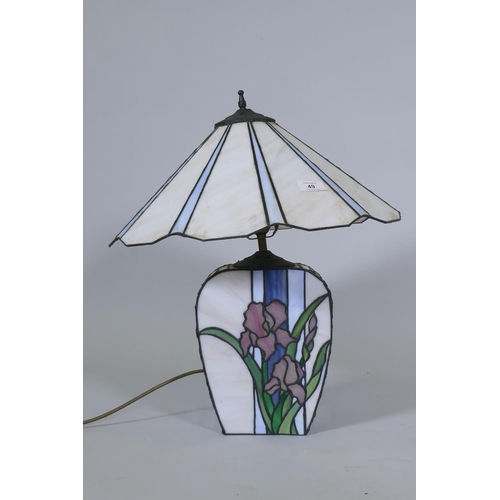 49 - A Tiffany style table lamp with illuminated body and shade, 50cm high