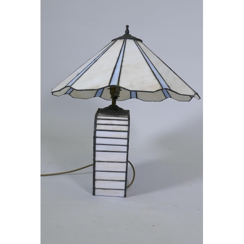 49 - A Tiffany style table lamp with illuminated body and shade, 50cm high