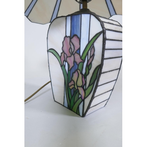 49 - A Tiffany style table lamp with illuminated body and shade, 50cm high