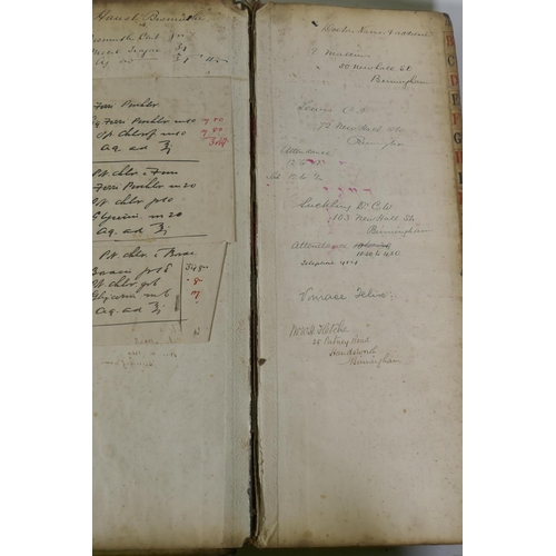 58 - Two handwritten ledgers containing names and prescriptions, one 1850s, the other early 1900s, from B... 