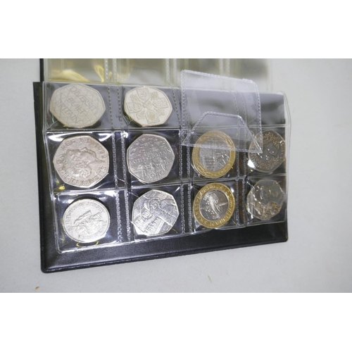 672 - A silver Krugerrand, 2022, 1oz of fine silver, and another 2020, a quantity of UK 50 pence, various ... 