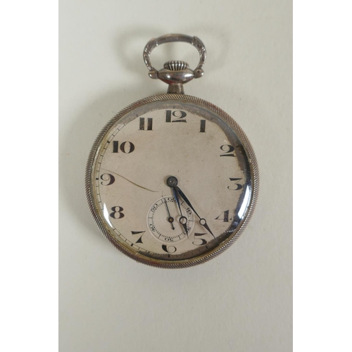 673 - A silver cased CYMA pocket watch with Arabic numerals and subsidiary seconds dial, a German silver c... 