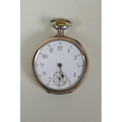 673 - A silver cased CYMA pocket watch with Arabic numerals and subsidiary seconds dial, a German silver c... 