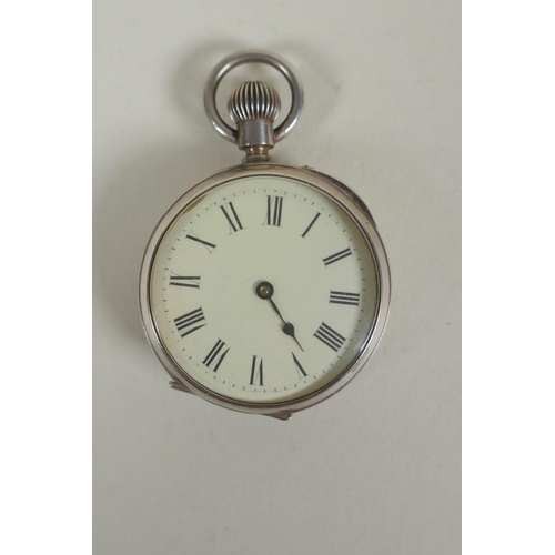 673 - A silver cased CYMA pocket watch with Arabic numerals and subsidiary seconds dial, a German silver c... 