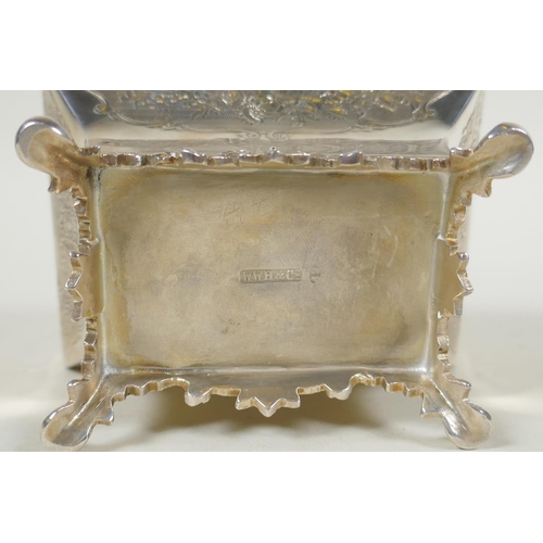 681 - An antique silver plated tea caddy by W.W. Harrison & Co of Sheffield, 11cm high