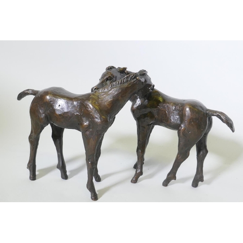 7 - Kurt Arentz, bronze model of two horses, signed and numbered 2-25, 18cm high