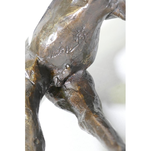 7 - Kurt Arentz, bronze model of two horses, signed and numbered 2-25, 18cm high