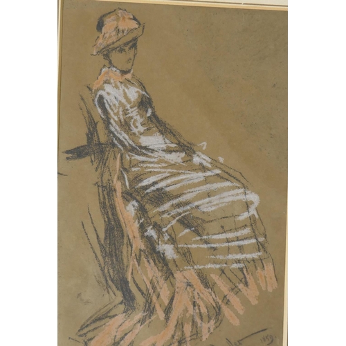 806 - After James Abbot MacNeill Whistler, portrait study in pastel, lithograph by T.R. Way, and another v... 