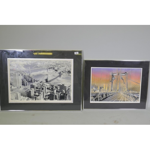 887 - Jacqueline Tateur, Views of New York City, Metallic Metropolis, serigraph, artist's proof, 5/50, sig... 